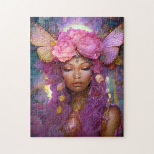 Zwart Fairy Queen Roze Paarse Fantasy Art Legpuzzel