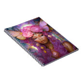 Zwart Fairy Queen Roze Paarse Fantasy Art Notitieboek (Rechterzijde)