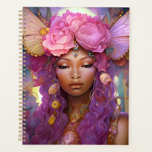 Zwart Fairy Queen Roze Paarse Fantasy Art Planner (Voorkant)