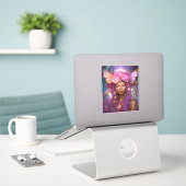 Zwart Fairy Queen Roze Paarse Fantasy Art Sticker (Laptop op bureau)