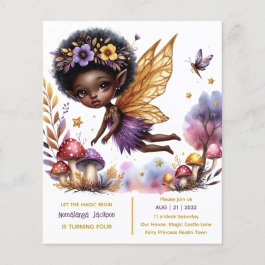 Zwart Fairy Verjaardag Fairycore Paarse Goud (Voorkant)