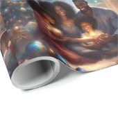 Zwart Familie Kerstmis Cadeaupapier (Rol Hoek)