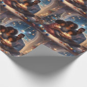 Zwart Familie Kerstmis Cadeaupapier (Hoek)