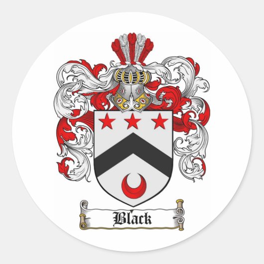 ZWART FAMILIEKAM - ZWART WAPEN RONDE STICKER (Voorkant)