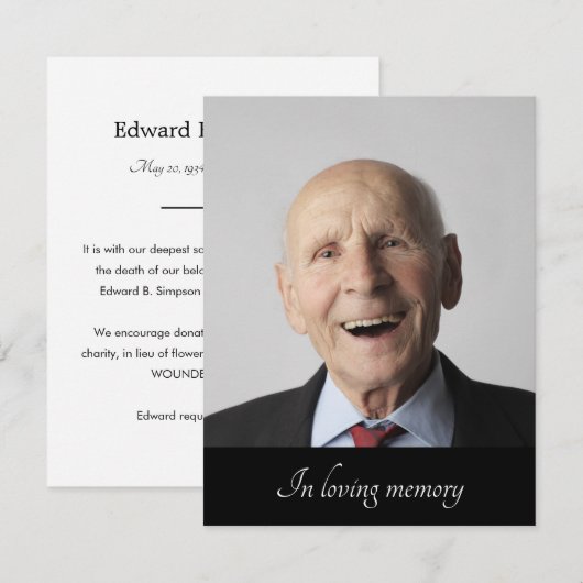 Zwart familielid Foto van bekendmaking Kaart (Voorkant / Achterkant)