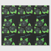 Zwart Fancy Bloemig Cadeauverpakking Cadeaupapier (Vlak)