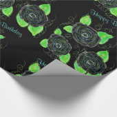 Zwart Fancy Bloemig Cadeauverpakking Cadeaupapier (Hoek)