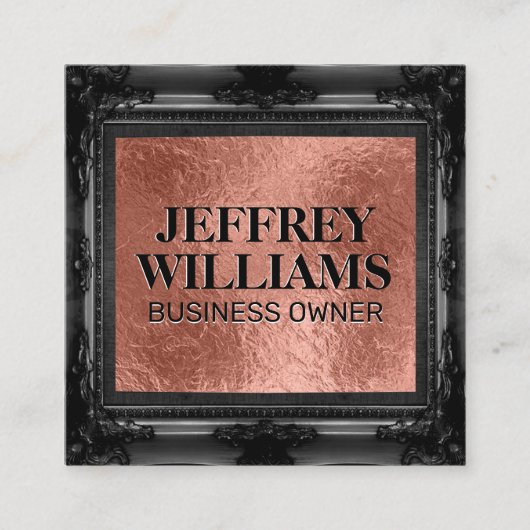 Zwart Fancy Lijst Vierkante Visitekaartje (Voorkant)