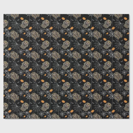 🖤 Zwart Farao Mummy Wrapping Paper 🎃👑 Cadeaupapier (Vlak)