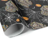 🖤 Zwart Farao Mummy Wrapping Paper 🎃👑 Cadeaupapier (Rol Hoek)
