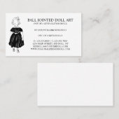 Zwart Fashion Doll Collector Fabric Visitekaartje (Voorkant / Achterkant)