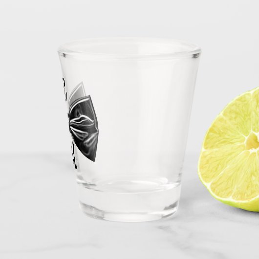 Zwart Faux Bow Stropdas Monogram Shot Glas (Rechts)