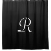 Zwart Faux Burlap Douchegordijn Wit Monogram (Voorkant)