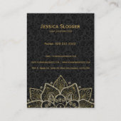 Zwart Faux Glitter En Gouden Bloemen Mandala 2a Visitekaartje (Achterkant)