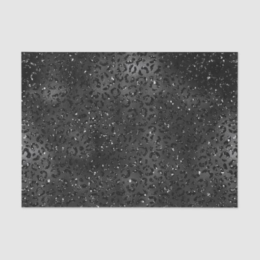 Zwart Faux Glitter Luipaard Print Tissuepapier (Voorkant)
