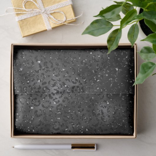 Zwart Faux Glitter Luipaard Print Tissuepapier (Geschenk)