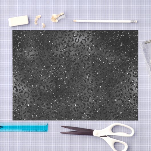 Zwart Faux Glitter Luipaard Print Tissuepapier (Craft)