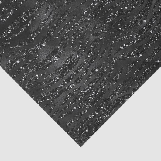 Zwart Faux Glitter Zebra Strepen Tissuepapier (Detail)