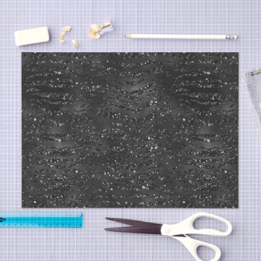 Zwart Faux Glitter Zebra Strepen Tissuepapier (Craft)