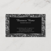 Zwart Faux Glitter Zilver Lijst Visitekaartje (Achterkant)