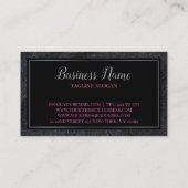 Zwart Faux Glitter Zilveren Accenten Visitekaartje (Achterkant)