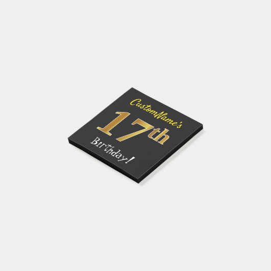 Zwart, Faux Gold 17e verjaardag, met aangepaste na Post-it® Notes (Schuin)