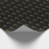 Zwart, Faux Gold 1e (Eerste) Event Wrapping Paper Cadeaupapier (Hoek)