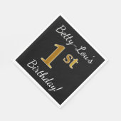 Zwart, Faux Gold 1st verjaardag Partij + Eigen naa Servet (Hoek)