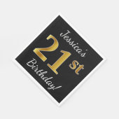 Zwart, Faux Gold 21ste verjaardag + aangepaste naa Servet (Hoek)
