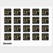 Zwart, Faux Gold 23 e verjaardag + Aangepaste naam Vierkante Sticker (Vel)