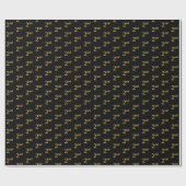 Zwart, Faux Gold 2e (tweede) Event Wrapping Paper Cadeaupapier (Vlak)
