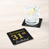 Zwart, Faux Gold 31st verjaardag + Aangepaste naam Kartonnen Onderzetters (Insitu)