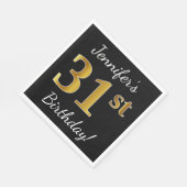 Zwart, Faux Gold 31st verjaardag + Aangepaste naam Servet (Hoek)