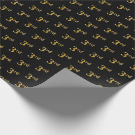 Zwart, Faux Gold 3de (Derde) Event Wrapping Paper Cadeaupapier