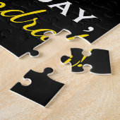 Zwart, Faux Gold 40th Birthday + Aangepaste naam Legpuzzel (Zijkant)