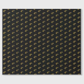 Zwart, Faux Gold 4de (vierde) Event Wrapping Paper Cadeaupapier (Vlak)