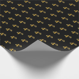 Zwart, Faux Gold 4de (vierde) Event Wrapping Paper Cadeaupapier