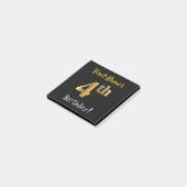 Zwart, Faux Gold 4th Birthday, met aangepaste naam Post-it® Notes (Schuin)