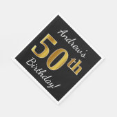 Zwart, Faux Gold 50ste verjaardag + aangepaste naa Servet (Hoek)