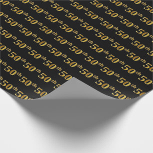 Zwart, Faux Gold 50ste (vijftigste) Evenement Cadeaupapier