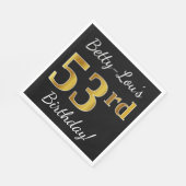 Zwart, Faux Gold 53ste verjaardag + aangepaste naa Servet (Hoek)