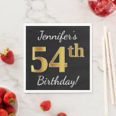 Zwart, Faux Gold 54ste verjaardag + aangepaste naa Servet (Insitu)