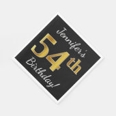 Zwart, Faux Gold 54ste verjaardag + aangepaste naa Servet (Hoek)