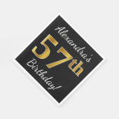 Zwart, Faux Gold 57e verjaardag + aangepaste naam Servet (Hoek)