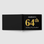Zwart, Faux Gold 64th Birthday Party + aangepaste  Gastenboek (Volledig)