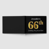 Zwart, Faux Gold 66th Birthday Party + aangepaste  Gastenboek (Volledig)