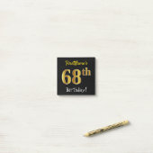 Zwart, Faux Gold 68ste verjaardag, met aangepaste  Post-it® Notes (Op bureau)
