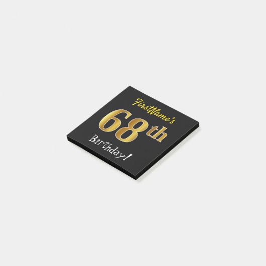 Zwart, Faux Gold 68ste verjaardag, met aangepaste Post-it® Notes (Schuin)