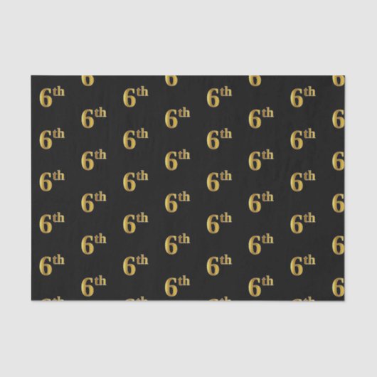 Zwart, Faux Gold 6th (Zesde) Event Tissue Paper Tissuepapier (Voorkant)