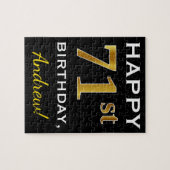 Zwart, Faux Gold 71st verjaardag + Aangepaste naam Legpuzzel (Horizontaal)